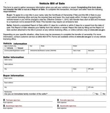 Printable RV Bill of Sale Form Sample