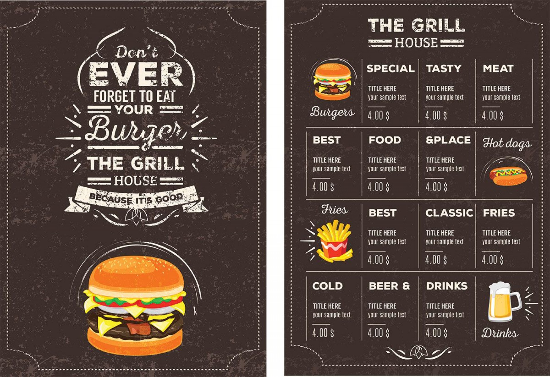 Printable Restaurant Menu Template Example