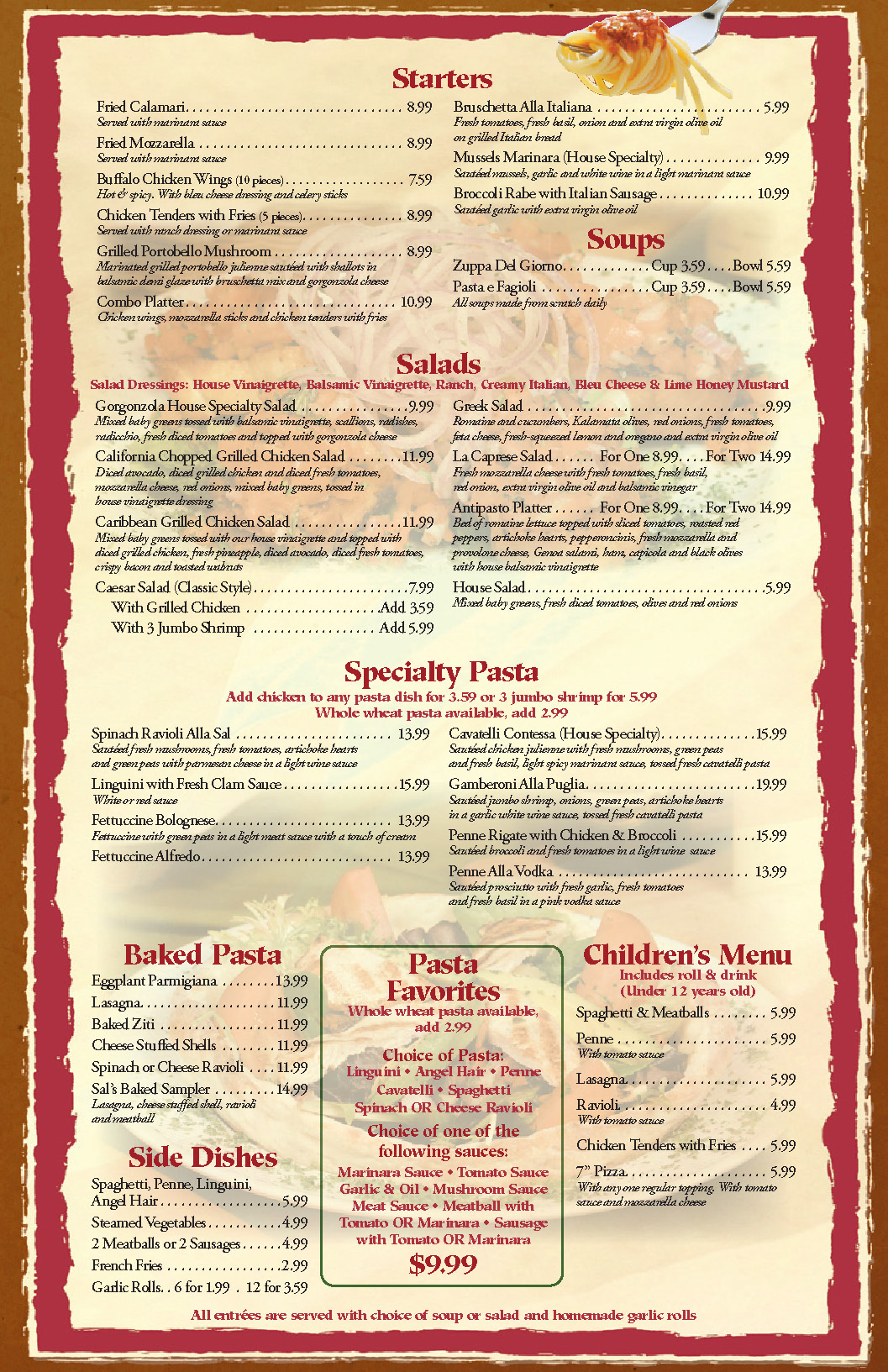 Printable Restaurant Menu Template Sample