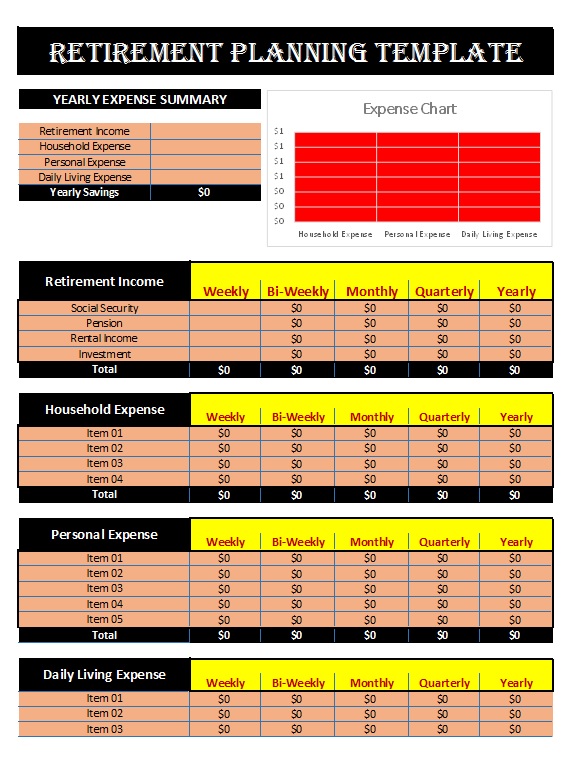 Printable Retirement Plan Template Example