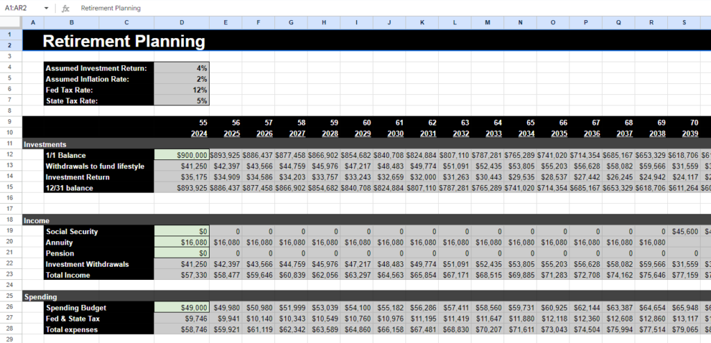 Printable Retirement Plan Template Sample