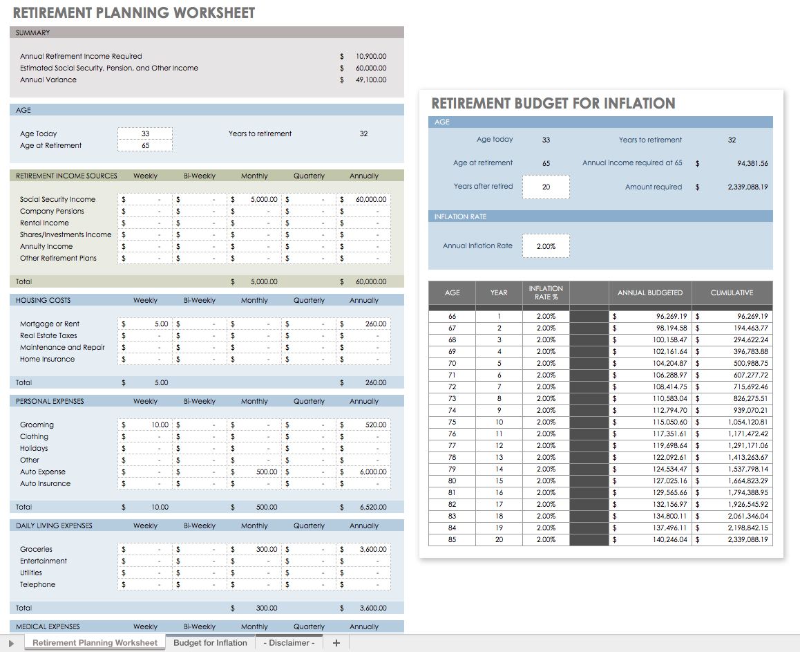 Printable Retirement Plan Template