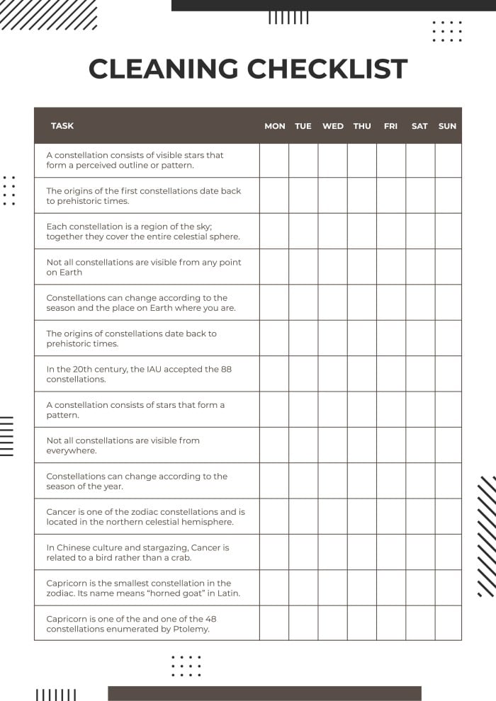 Printable Salon Startup Checklist Template Example