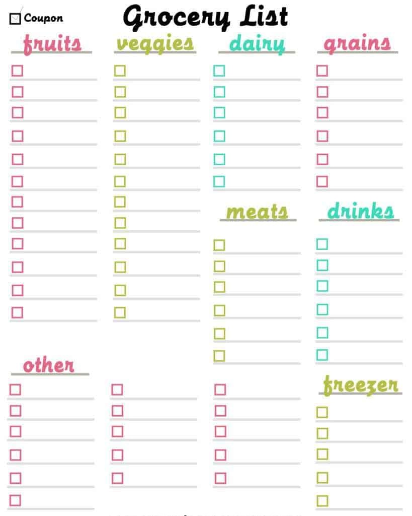 Printable Simple Grocery List Template