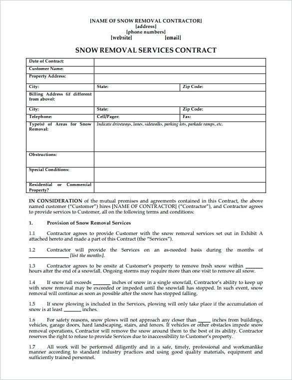 Printable Snow Removal Estimate Template Example