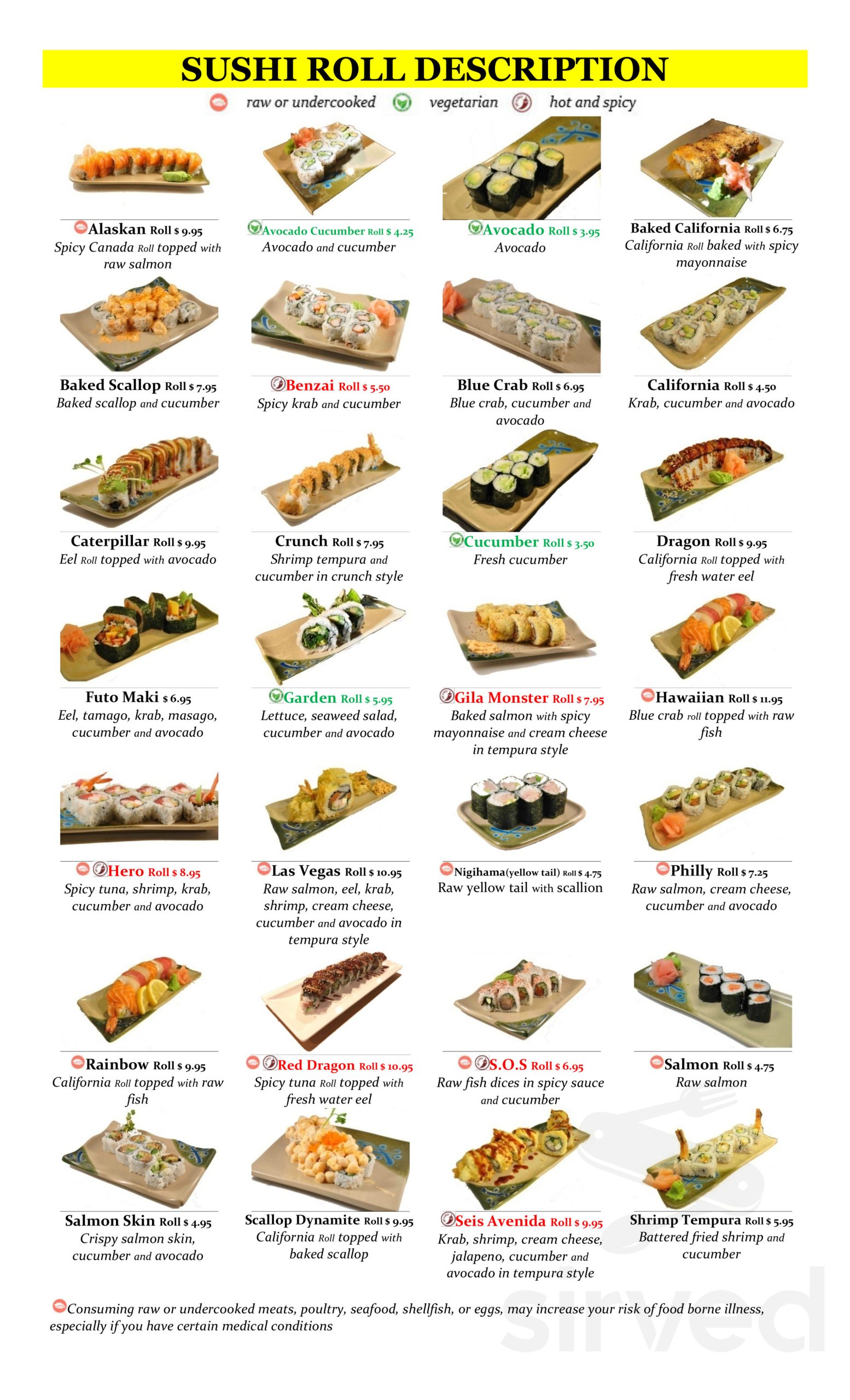 Printable Sushi Menu Template Sample