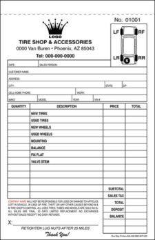 Printable Tire Receipt Template Sample