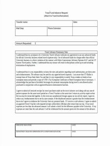 Printable Travel Advance Request Form Example 