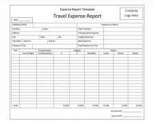 Printable Travel Expenses Report Template