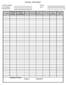 Printable Travel Log Template