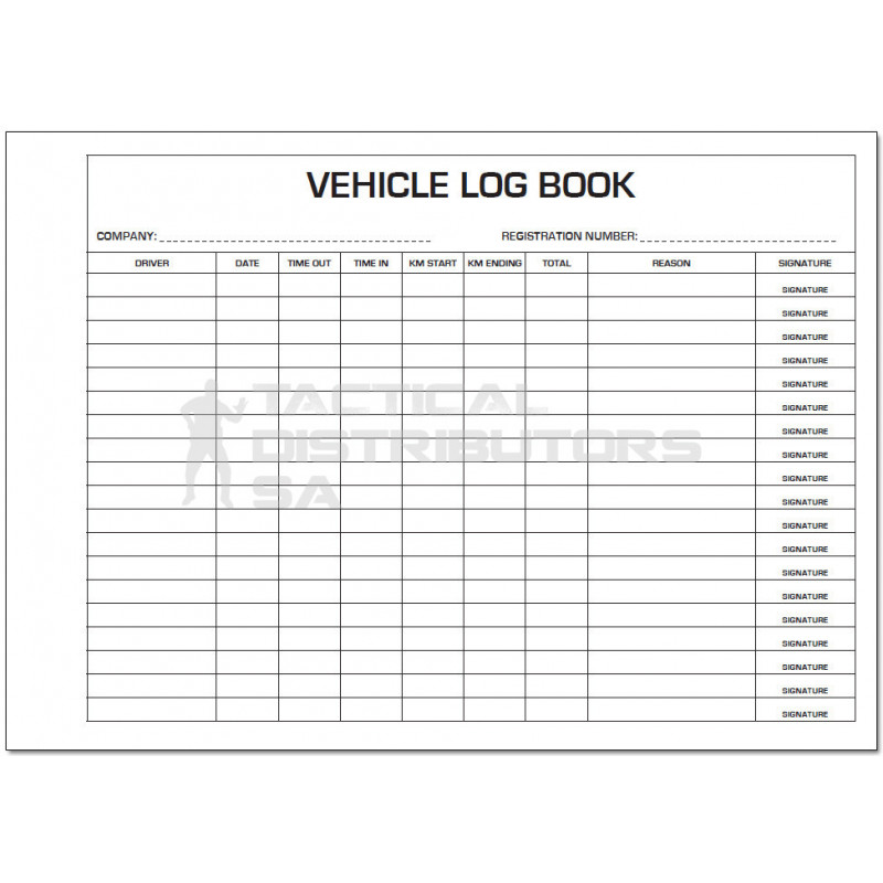 Printable Vehicle Log Book Template