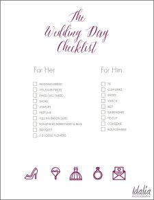 Printable Wedding Day Checklist Template Example