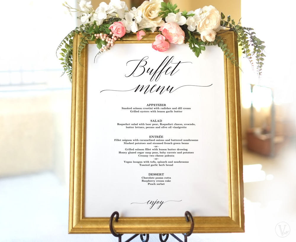 Printable Wedding Menu Template Sample