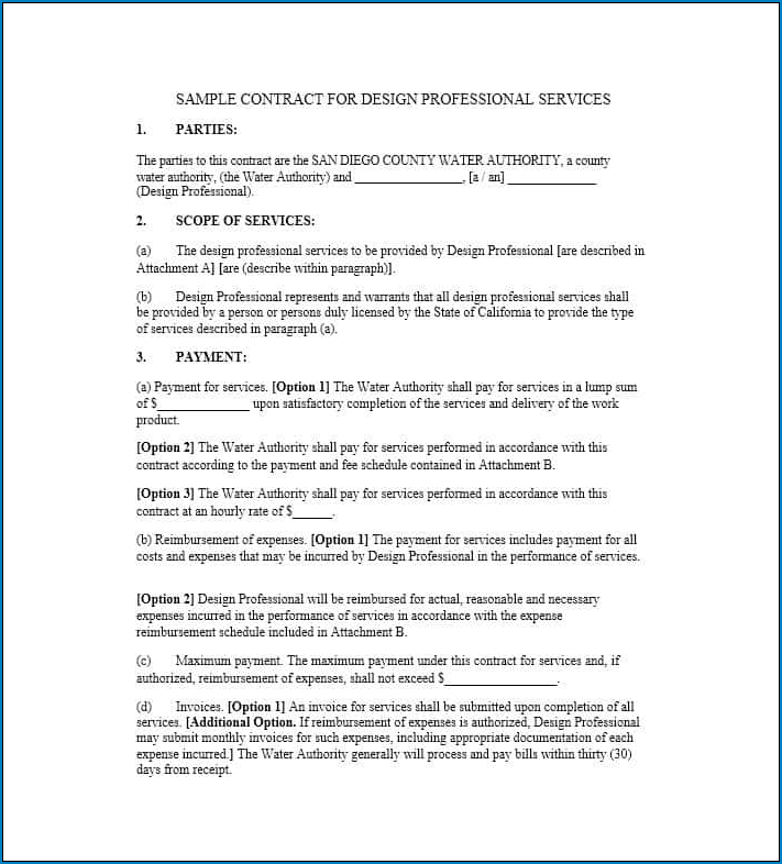 Professional Services Agreement Template Sample