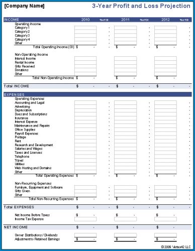 √ Free Printable Profit And Loss Statement Excel Template