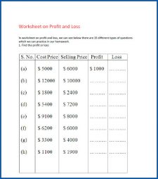 √ Free Profit And Loss Worksheet Template