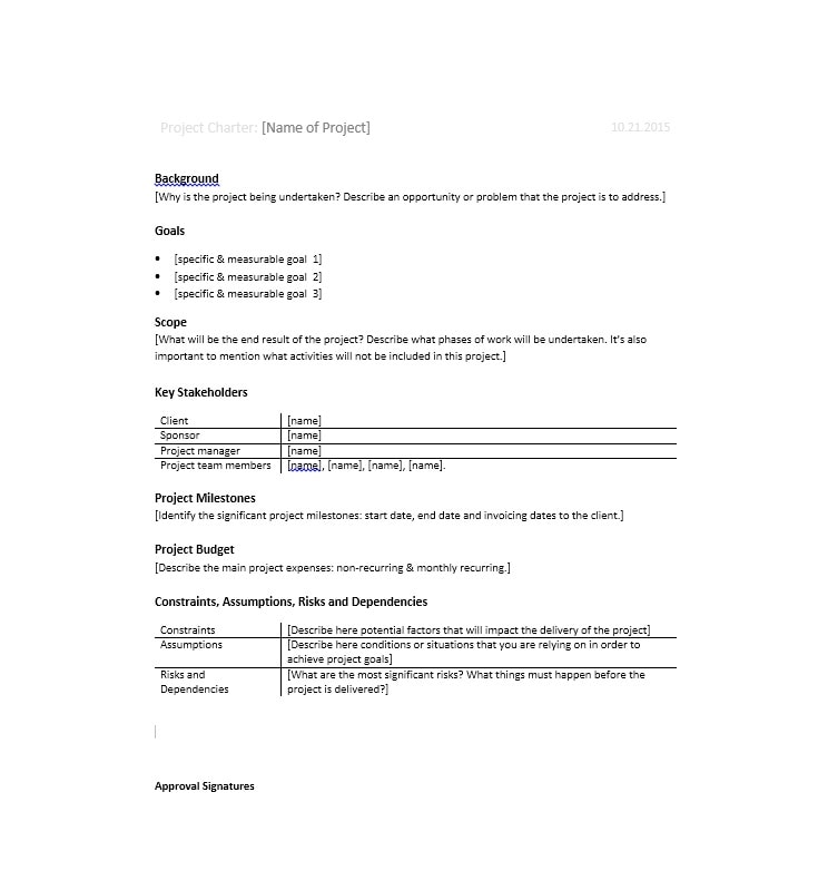 Project Charter Template