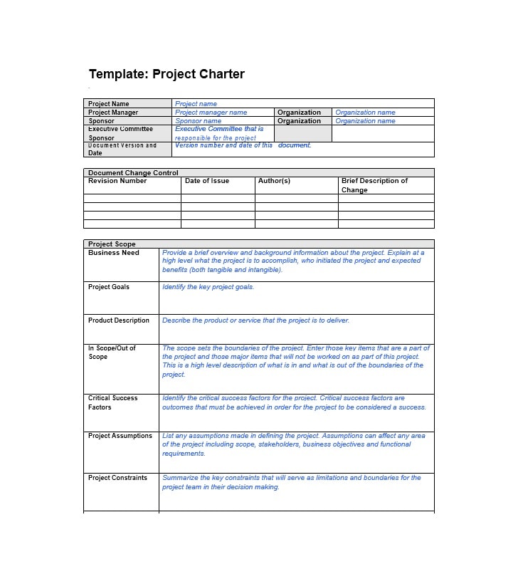 Project Charter Template