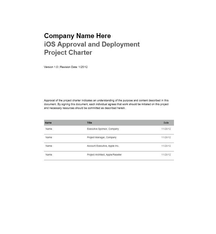 Project Charter Template