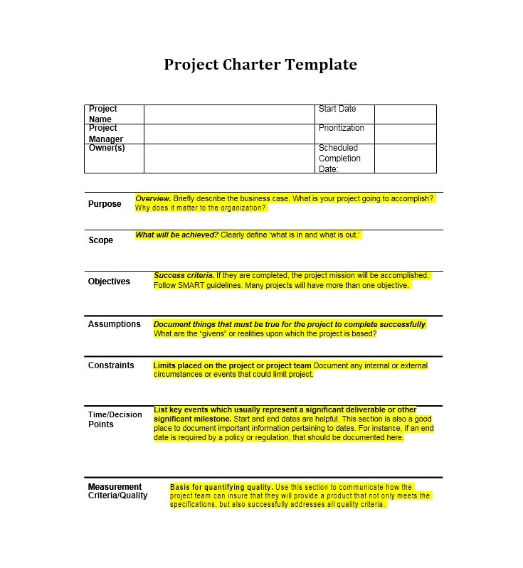 Project Charter Template