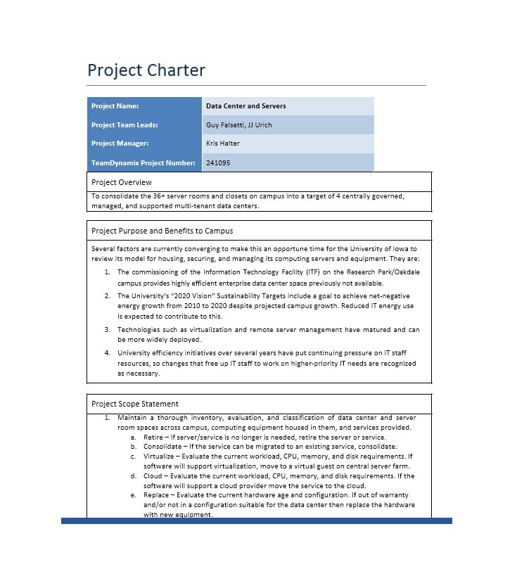 Project Charter Template