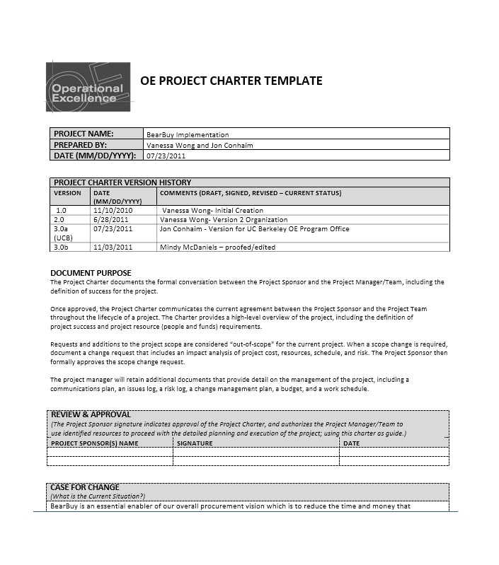 Project Charter Template