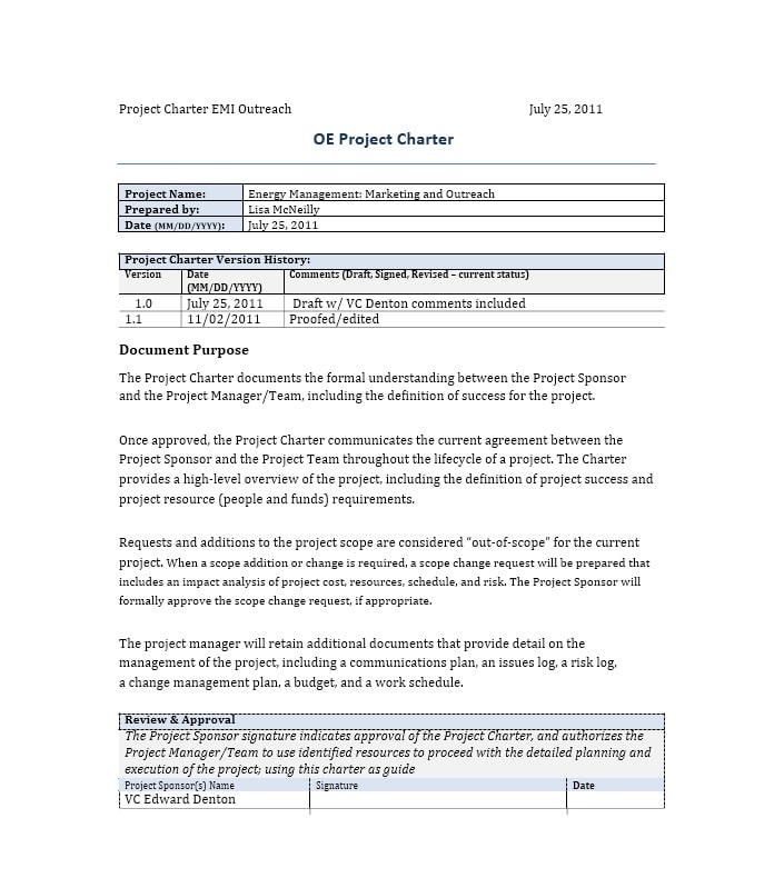 Project Charter Template