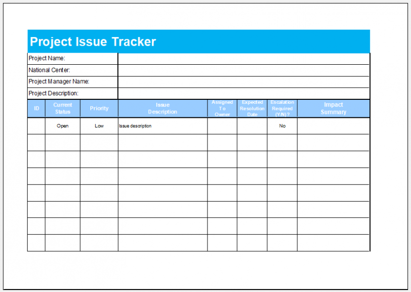 Project Issue Tracker Template