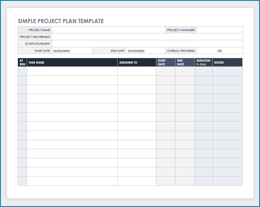 Project Plan Template Example