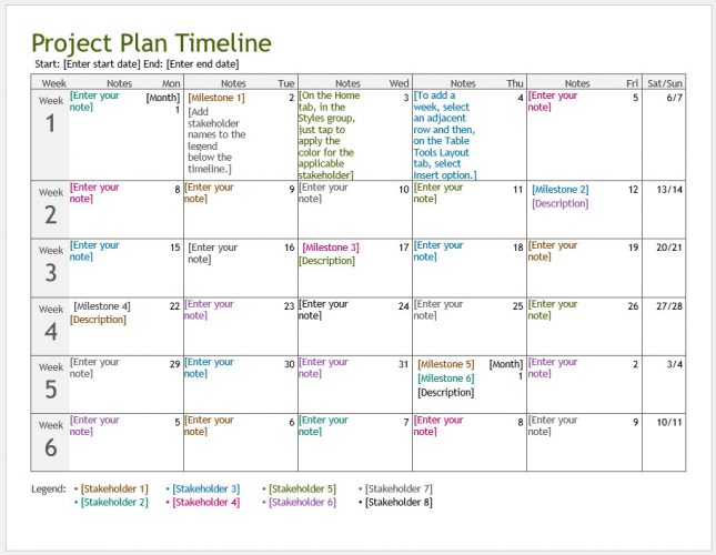 √ Free Printable Project Plan Timeline Template