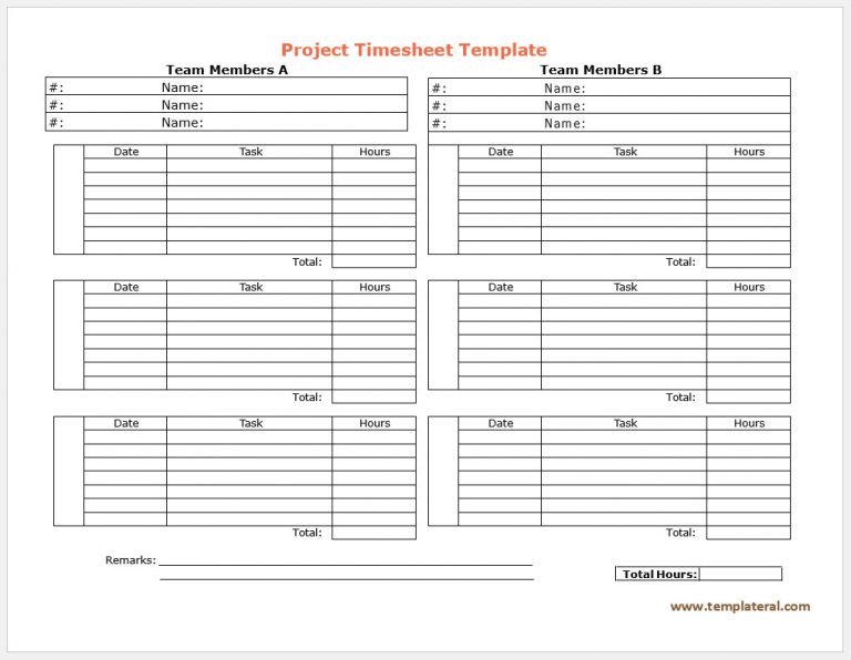 √ Free Printable Project Timesheet Template