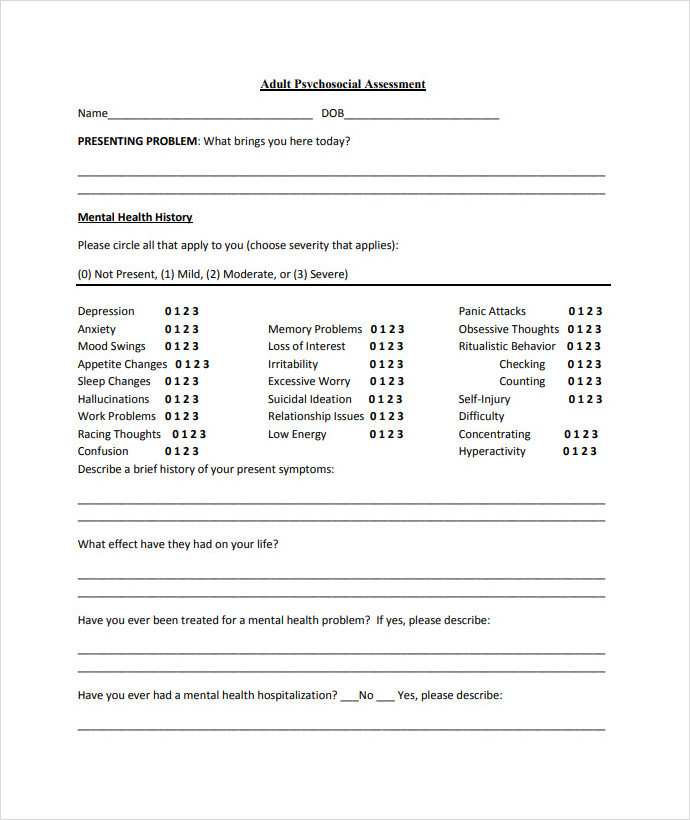 Psychosocial Assessment Tool For Adults