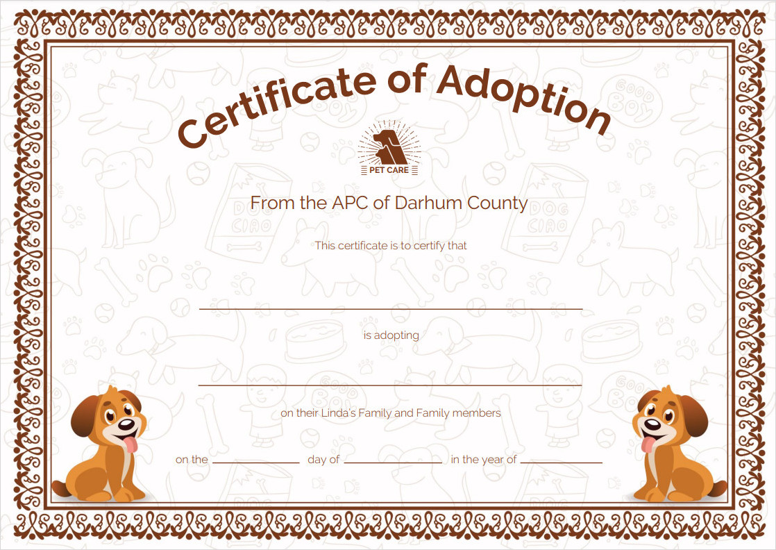 Puppy Adoption Certificate Free Printable