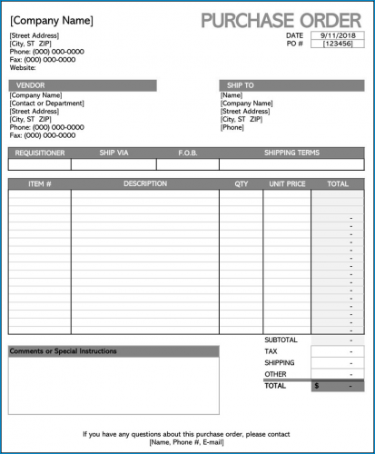 √ Free Printable Purchase Order Form