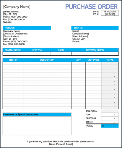 √ Free Printable Purchase Order Template