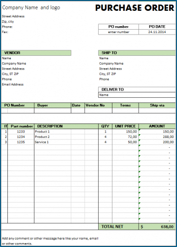 √ Free Printable Purchase Order Template