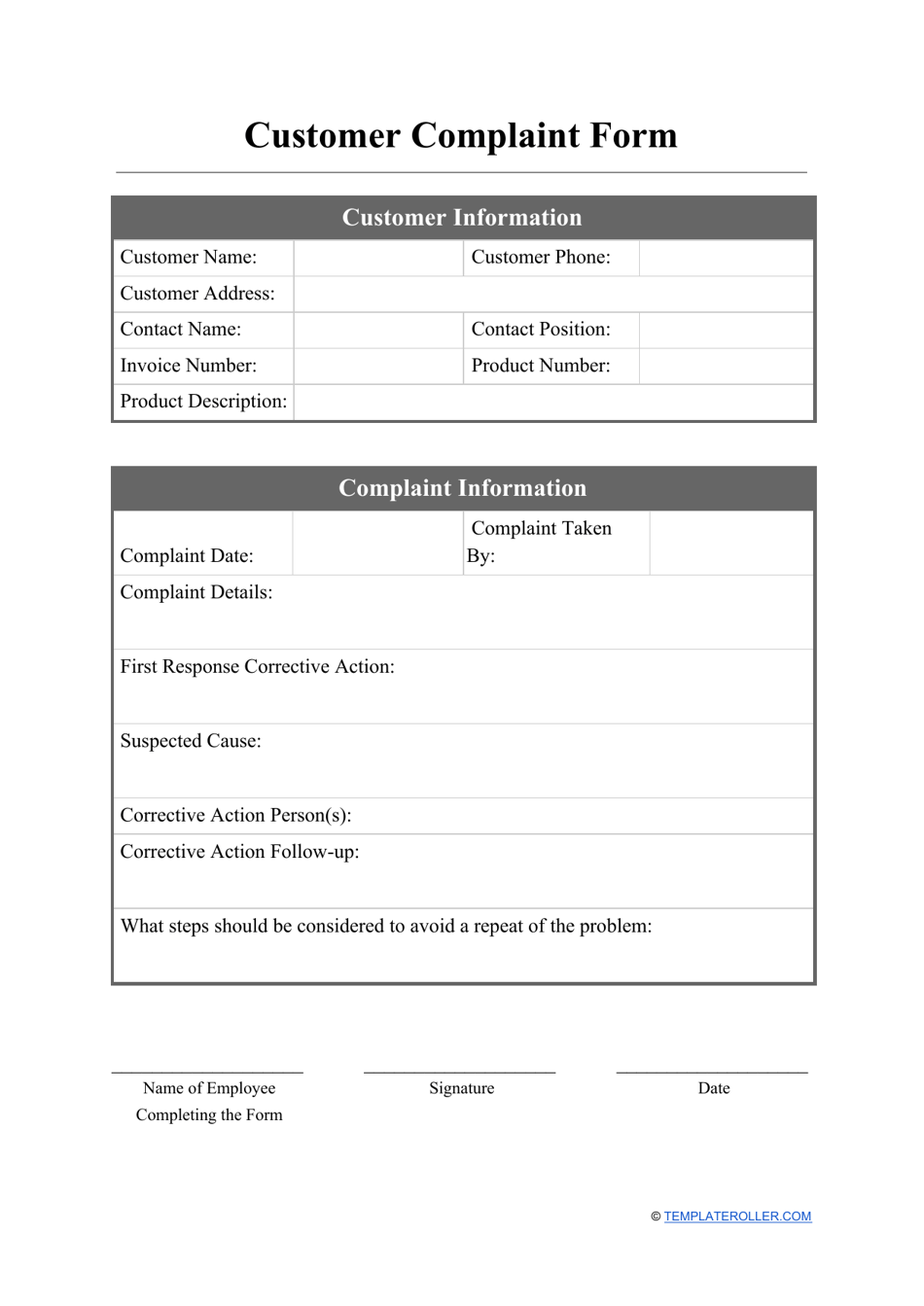 Quality Complaint Log Template Example