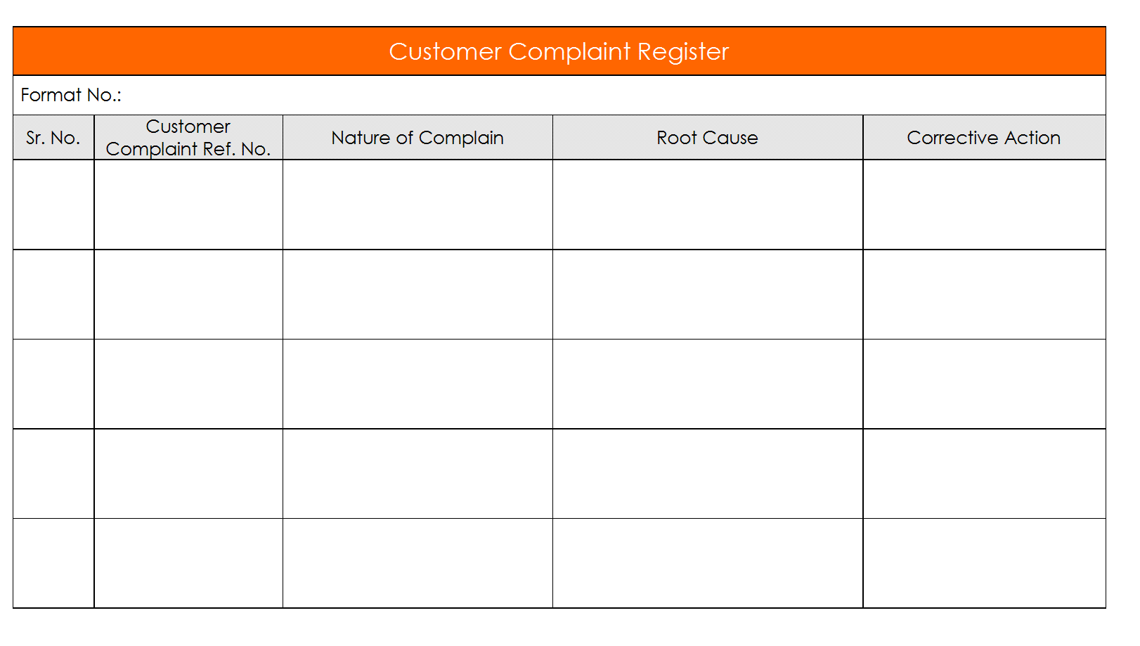 Quality Complaint Log Template Sample