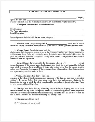 √ Free Customizable Real Estate Contract Template