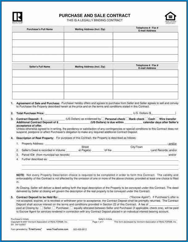 Real Estate For Sale By Owner Contract Template Sample