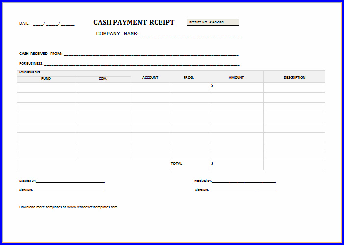 Receipt Of Payment Template Example