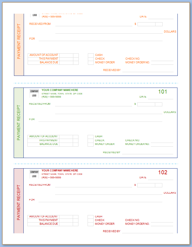 Free Printable Receipt Of Payment Template