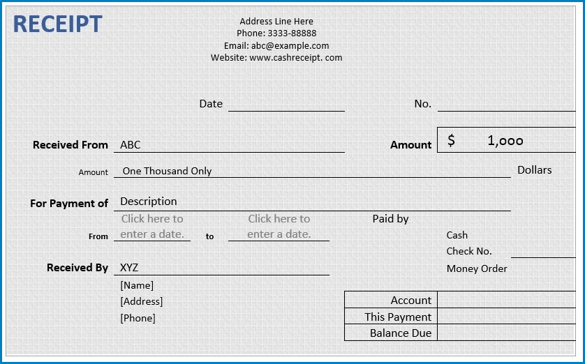 Receipt Template Word Example