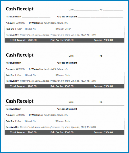 √ Free Printable Receipt Template Word