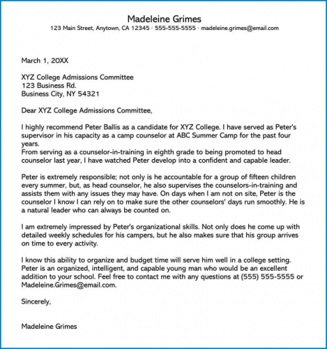 √ Free Printable Recommendation Letter Format