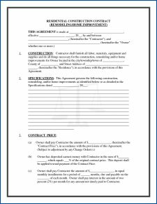 Remodeling Contract Template Example