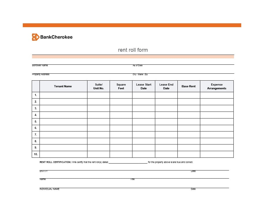 Rent Roll Template