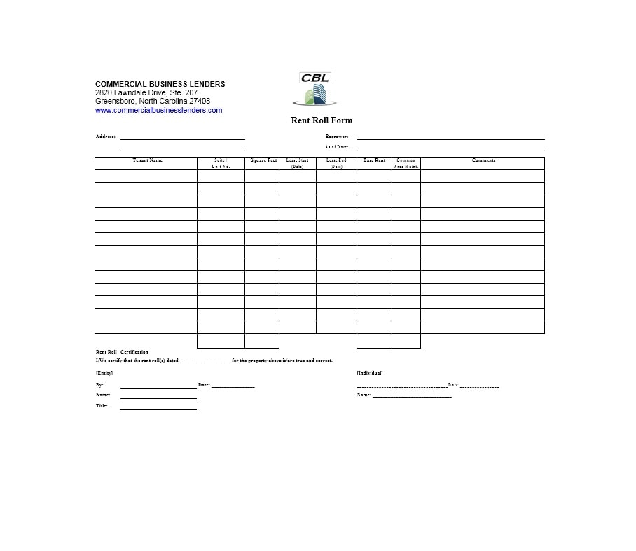 Rent Roll Template