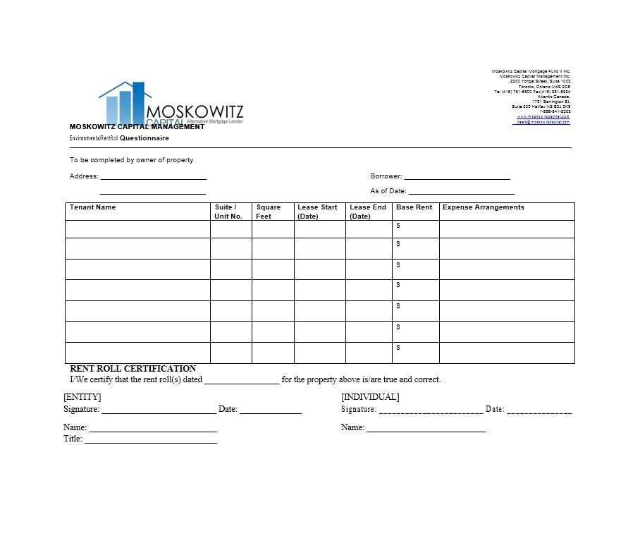 Rent Roll Template