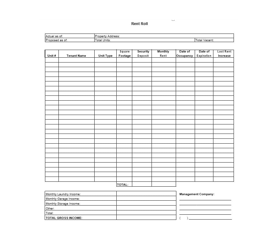 Rent Roll Template